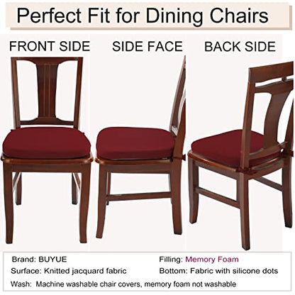 BUYUE Luxury 100% Pure Memory Foam Chair Cushion 1 Pack, Jacquard 16" U-Shape Comfortable Dining Chair Pad, Removable Slip Resistant Kitchen Chair Seat Cushion, (1 piece, Burgundy) - color: Burgundy