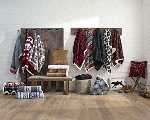 Eddie Bauer - Throw Blanket, Brushed Fleece & Plush Sherpa Bedding, Throw Blanket for Couch & Bed (Pine Tartan Dark Green, 50" x 60") - color: Pine Tartan Dark Green