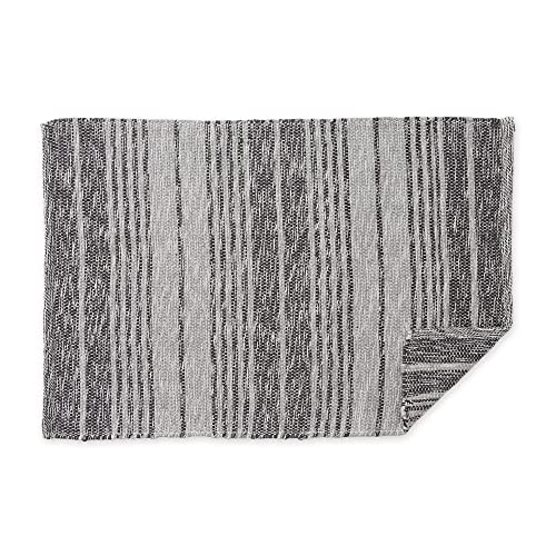 DII Woven Rag Rug Collection Recycled Yarn Variegated Rustic Stripe, 2x3', Gray - color: Grey