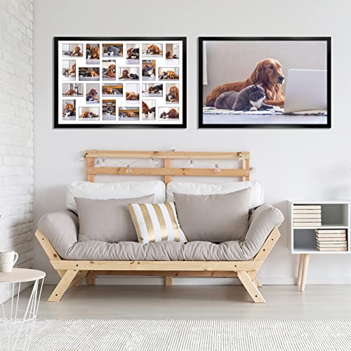 HORLIMER 2 Pack 4x6 Picture Frames Collage with 24 Openings, Multi Photo Frame for Wall Hanging, Black