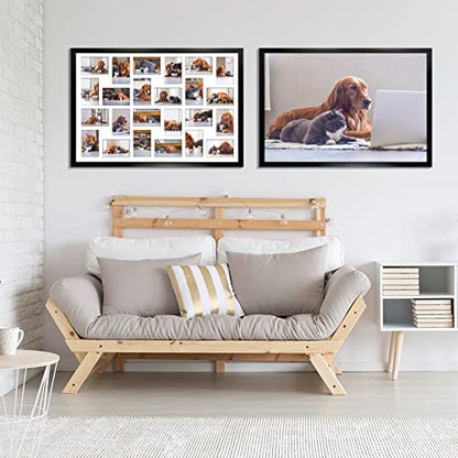 HORLIMER 2 Pack 4x6 Picture Frames Collage with 24 Openings, Multi Photo Frame for Wall Hanging, Black