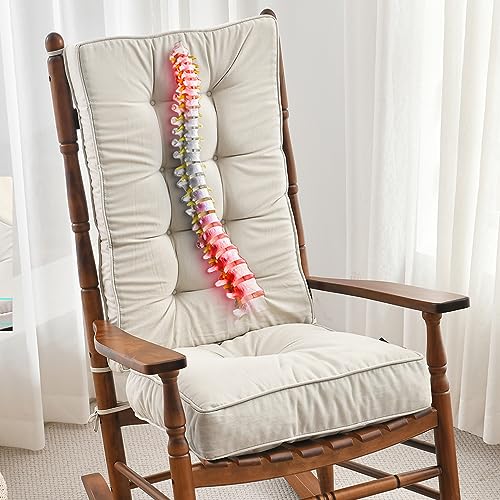 SUNROX Memory Foam Jumbo Rocking Chair Cushions, FadeShield Water Resistant Non Slip Durable Tufted Pads, Set of Seat & Back Cushion with Ties for Indoor/Outdoor Rocker, 2 Piece, Cream - color: Cream