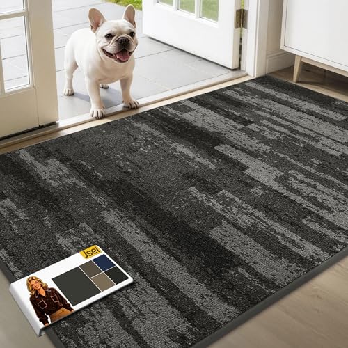 JSEI Dirt Trapper Door Mat 36"x60", Non-Slip Doormat, Light Gray | Entryway Rugs Washable,Trap Dirt Absorbent Welcome Floor Mat, Low Profile Dog Door Mats for Front Back Door, Wet Shoes & Paws - color: Light Gray, size: 36'' X 60''