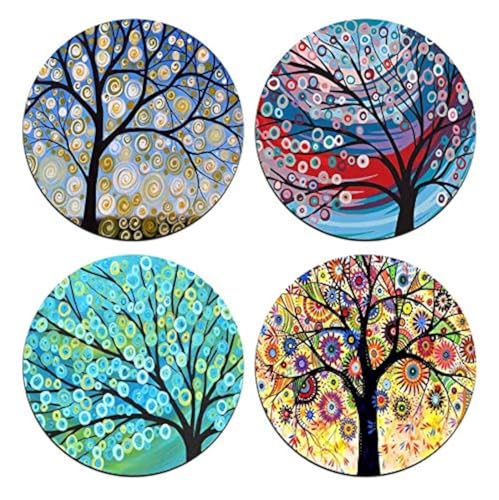 Color Tree of Life Round Coaster Set - Made of Recycled Rubber - Set of 4 - color: Color Tree of Life