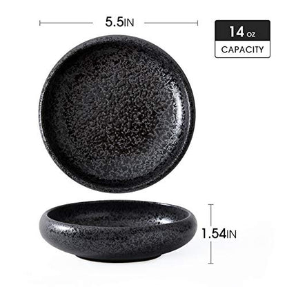 Uaral Japanese Plates Serving Dishes,Salad Bowl Set,Dessert Plate,Appetizer Plate Set of 4,5.5 inch(Black Speckled) - color: Black Speckle