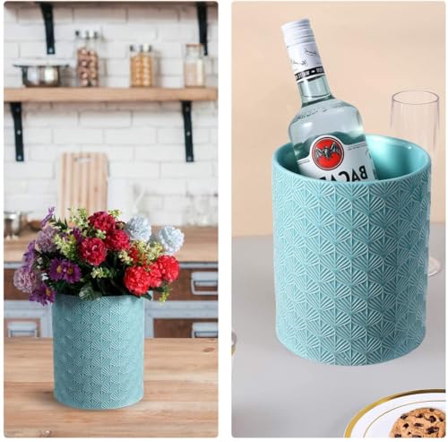Ceramic Utensils Holder，Extra Large Stable Ceramic Cooking Tool Organizer Set for Kitchen，For Countertop ,Blue - color: Blue