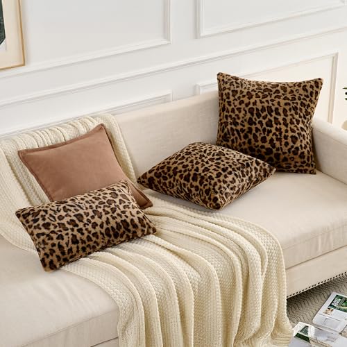 GALMAXS7 Cheetah Pillow Covers Leopard Throw Pillow Covers Set of 2, 12x20 | Faux Fur Throw Pillow Covers Leopard Couch Pillow Covers Fluffy Soft Decorative for Home Living Room Bedroom - size: 20" x 12" (Pack of 2)