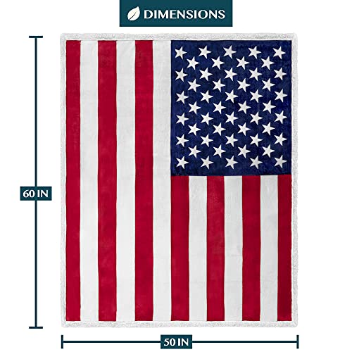 Pavilia Patriotic Blanket - American Flag Throw Blanket for Sofa Couch Bed, Soft Microfiber Sherpa Fleece Reversible, USA Military Veteran July 4th Gift - 50 x 60 Inches - color: American Flag, size: 50 x 60 Inches - Throw