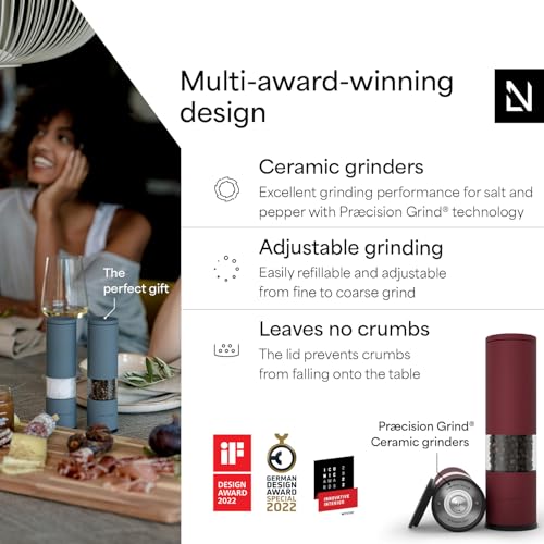 LARS NYSØM Salt and Pepper Grinder Set Manual, Stainless Steel Salt and Pepper Mills with Adjustable Ceramic Grinder I Design Spice Shakers (Berry Red) - color: Berry Red, size: Set of two manual grinders