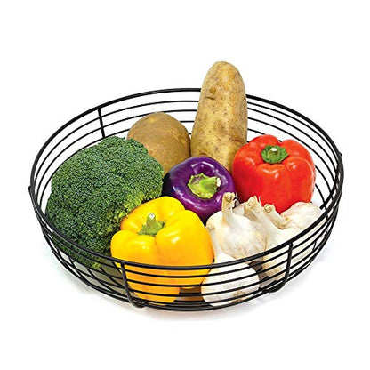 Countertop Fruit Bowl, Wire Basket for Fruits, Breads, Vegetables,Snacks, Black