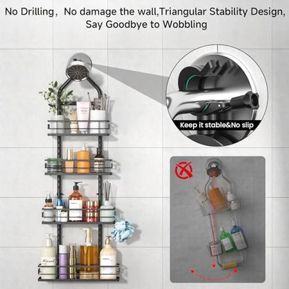 Shower Caddy Hanging Rustproof, 4 Tier Adjustable Hanging Shower Caddy Over Showerhead, No Drilling Handing Shower Racks for Bathroom Shampoo Soap Storage - style: 4 Tier