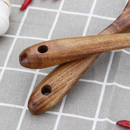Wooden Salad Servers, 10.2" Acacia Wood Salad Fork & Spoon for Serving, Olive Wood Salad Serving Utensils Set of 2, Teak Salad Tongs for Kitchen