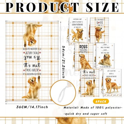 Redbaker 6 Pcs Golden Retriever Kitchen Towels Funny Dish Towel Gifts | Golden Retriever Lover Kitchen Hand Tea Dishcloth Dog Owner Decorative with Hanging Loop for Christmas Home Housewarming Gift - style: Golden Retriever