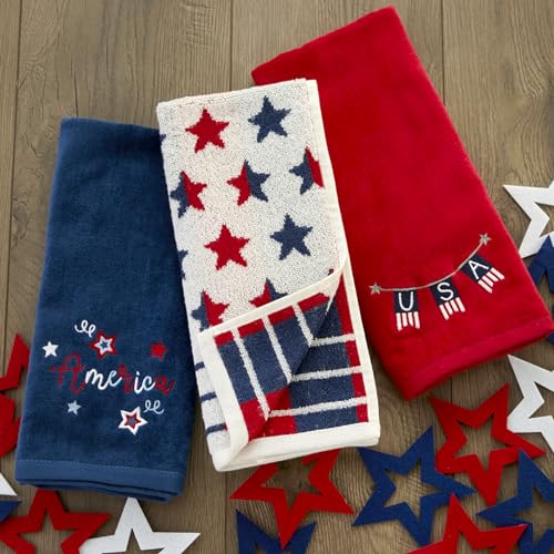 SKL Home Patriotic 4th of July Red White and Stars Hand Towel Set, 2 Count - color: Red White and Stars