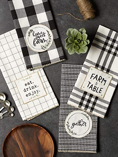 DII Home Sweet Farmhouse Kitchen Collection, Dishtowel Set, 18x28, Black, 4 Count - color: Black, size: Dishtowel Set, 18x28"