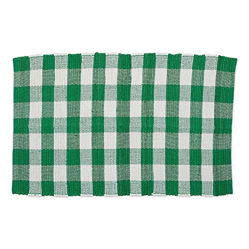 DII Buffalo Check Rug Collection, Hand Dyed Reversible Chindi Rug, 26x40, Green - color: Green, size: 2'2" x 3'4" (Rectangular)