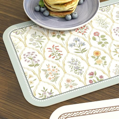 Vinyl Waterproof Placemats Set of 6 Rectangular,12"*17"-Serenity B | Wipeable Beautiful Print Place Mats,Stain Resistant,Heat Resistant,Everyday Meals,Kitchen,Dinning,Holiday,Decor - color: Serenity B
