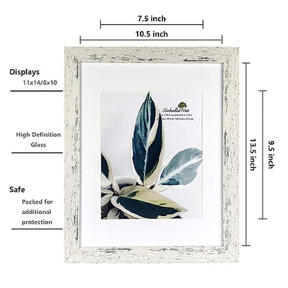Rustic White Wooden 11x14 Picture Frame set of 2,Display 11x14 without Mat or 8x10 with Mat，Wall Gallery Photo Frames - color: White, size: 11x14 inches