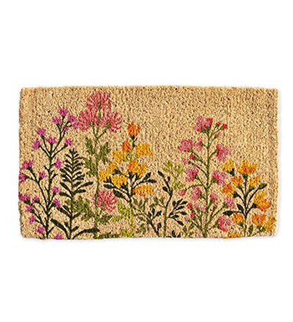 Vivaterra Spring Garden Coir Door Mat, 30" W x 18" D x 1" H, Natural Coir Entrance Doormat, Thick for Outdoor, Entry, Patio, Front Door Mat, Cheery Eco-Friendly Welcome Mat