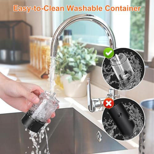 Electric Salt and Pepper Grinder Set - Rechargeable Automatic Salt and Pepper Shakers, Upgraded Larger Capacity with Storage Base, Home and Kitchen Appliances Birthday Gifts for Women Mom (Black)