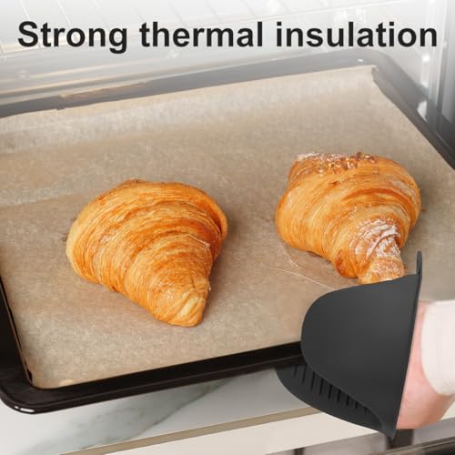 2 PCS Mini Silicone Oven Gloves Heat Resistant Cooking Pinch Mitts Potholder for Kitchen Cooking & Baking (Black) - color: Black