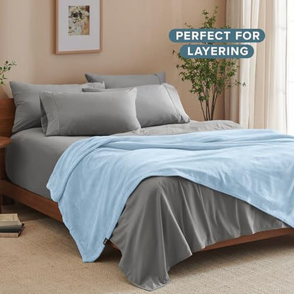 Bare Home Fleece Blanket Luxury Microplush (Full/Queen, Light Blue) | Ultra-Soft Lightweight Blanket for Bed, Sofa, and Couch, Cozy & Warm Blanket - color: 08 - Light Blue, size: Full/Queen