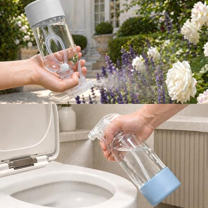 360° Glass Spray Bottles 16 oz for Hair Cleaning with Silicone Sleeve | 2 Pack Amber Refillable Containers with Adjustable Spray Nozzles, Empty Spray Bottles for Plant, Clear