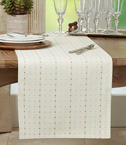 Saro Lifestyle Stitched Line Table Runner, White, 16" x 90" - color: White, size: 16" x 90"