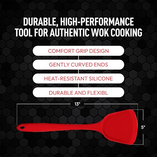 Helen's Asian Kitchen Silicone Wok Turner and Stir Fry Spatula, 13-Inches, Red - size: 13-Inch, Silicone WokTool