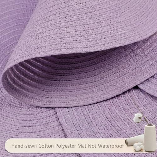 FunWheat Round Braided Placemats Set of 6 Place mats for Dining Tables Woven Heat Resistant Table Mats 15 inch (Light Purple,6pcs) - color: Light Purple, size: 6pcs