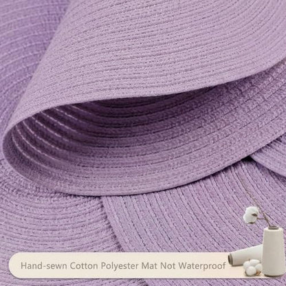FunWheat Round Braided Placemats Set of 6 Place mats for Dining Tables Woven Heat Resistant Table Mats 15 inch (Light Purple,6pcs) - color: Light Purple, size: 6pcs