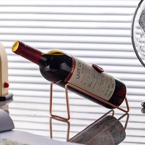 Countertop Wine Rack and Coffee Syrup Rack- Freestanding Black Metal Wine Bottle Holder - Tabletop Wine Holder Stand for Cabinet, Pantry - color: Rose Gold, size: 1