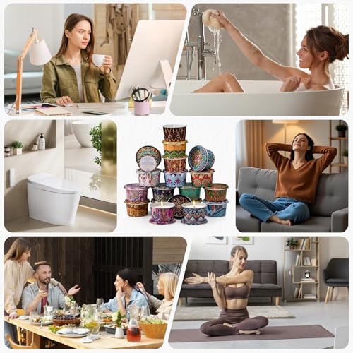 18 Pack Scented Candles Set,Soy Wax Travel Candles Bulk, Long Lasting Aromatherapy Candle Gift Set for Women, Home Fragrance, Mother's Day,Relaxation & Stress Relief - color: 18 Pack Mandala