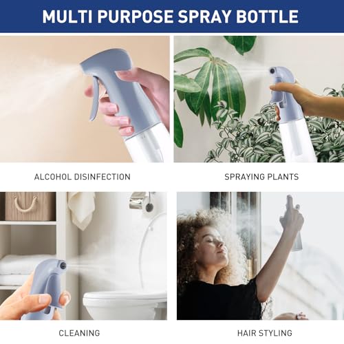 TANSHINE Continuous Spray Bottle for Hair,Ultra Fine Mist Water Hair Spray Bottles,Mister Spray Bottle,Refillable Plastic Sprayer for Hairstyling,Cleaning,Alcohol,Plants,Salons,6.8oz/200ml,Dusty Blue - color: Blue