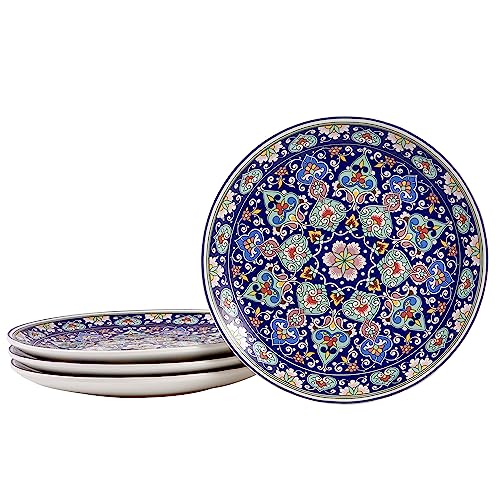 Bico Mandala Kaleidoscope Salad Plates Set of 4, 8.75 Inch Ceramic Dessert Plates for Salad, Appetizer, Side Dishes, Microwave and Dishwasher Safe, Gift for Housewarming and Thanksgiving - color: Mandala Kaleidoscope
