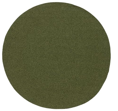 SAFAVIEH Braided Indoor/Outdoor Washable Round Rug 6', Green BRD315A | 1/4" Pile, Machine Washable, Easy Care, Polypropylene Fibers, Handwoven, Round Rug, Living Room, Patio