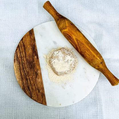 White Marble Board, 10 Inches | Cheese Board, Acacia Wooden Serving Tray, For Charcuterie, Cheese, Meats, Fruit, Crackers, Cutting Board, Round Slab - color: White, size: 10"L x 10"W