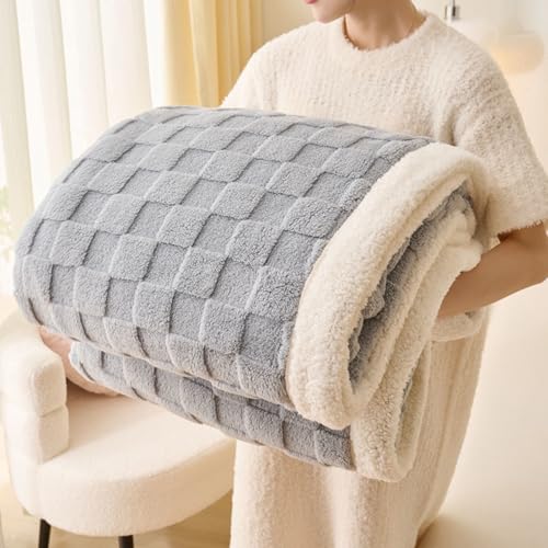 Gracelife Sherpa Throw Blanket for Couch, Flannel Cozy Soft Thick Blanket for Bed - Fleece, Light Gray, 80x90 Inches - color: Light Gray, size: 80"*90"