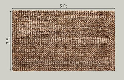 Croft&Cane Handspun Jute Area Rug – Premium Natural Reversible 3x5 ft Rug | Handwoven Chunky Textured Tan Beige Neutral Accent Carpet for Rustic Farmhouse Décor, Entryway, Bedroom, Office, Family Room - size: 3' x 5' (Rectangular)