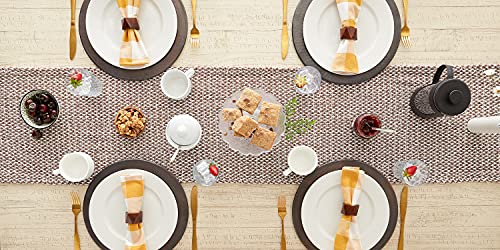 DII Woven Basics Collection 100% Cotton Knit Table Runner, 15x108, Bark Brown - color: Bark Brown, size: 15x108"