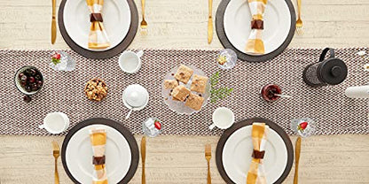 DII Woven Basics Collection 100% Cotton Knit Table Runner, 15x108, Bark Brown - color: Bark Brown, size: 15x108"
