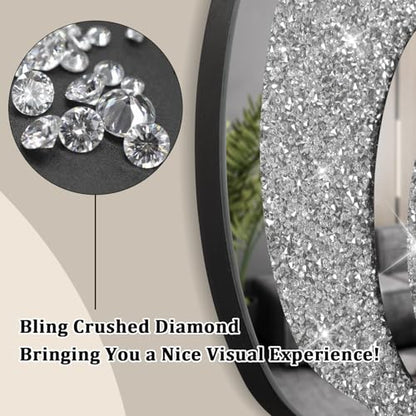 Silver Irregular Mirror Glass Wall Clock Crush Diamond Mirrored Wall Clock for Wall Decor Perfect for Living Room Bedroom Dining Room Office Home Decor - style: Star