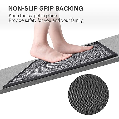 eqivei Kitchen Rugs Non Skid Washable Set of 2 PCS, Absorbent Runner Rugs for Kitchen, Farmhouse Weave Floor Mats in Front of Sink, 17.3"x 47"+17.3"x 29" (Inky) - color: Inky