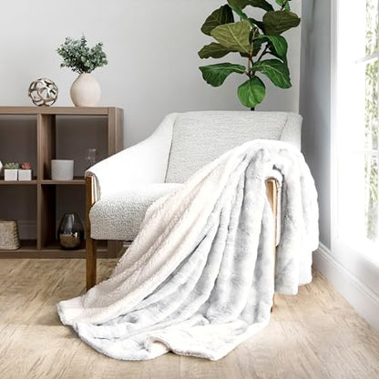 Merit Linens Faux Fur Tie Dye Throw Blanket - One Size Light Gray - color: Faux Fur Light Gray