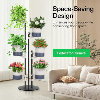 VIVOSUN Metal Plant Stand, 6-Tier Vertical Planter Tower with Self-Watering | Modular Shelf for Indoor & Outdoor Use - size: 6-Tier-White