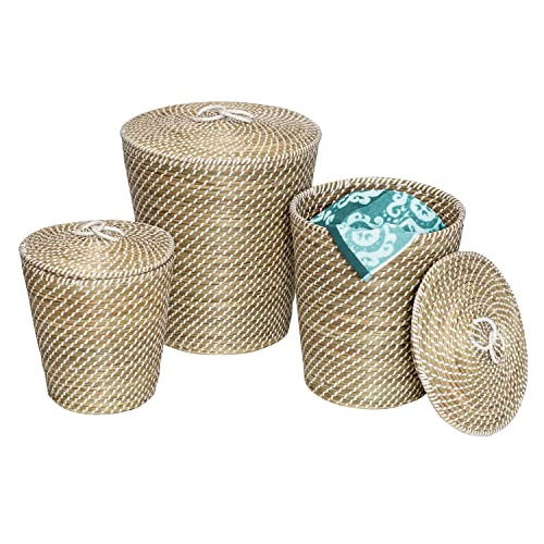 Honey Can Do Set of 3 Nesting Seagrass Snake Charmer's Baskets, Natural STO-08750 Natural