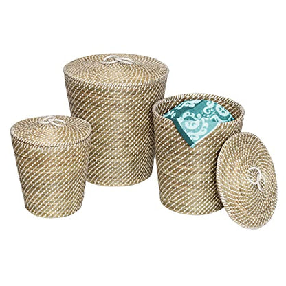 Honey Can Do Set of 3 Nesting Seagrass Snake Charmer's Baskets, Natural STO-08750 Natural