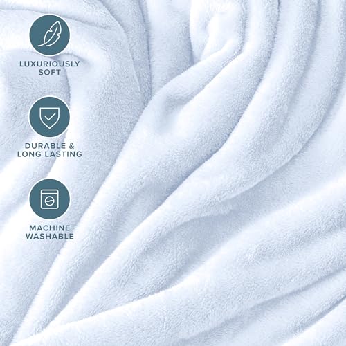 Bare Home Fleece Blanket Luxury Microplush (Full/Queen, Blue Mist) | Ultra-Soft Lightweight Blanket for Bed, Sofa, and Couch, Cozy & Warm Blanket - color: 09 - Blue Mist, size: Full/Queen