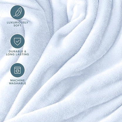 Bare Home Fleece Blanket Luxury Microplush (Full/Queen, Blue Mist) | Ultra-Soft Lightweight Blanket for Bed, Sofa, and Couch, Cozy & Warm Blanket - color: 09 - Blue Mist, size: Full/Queen