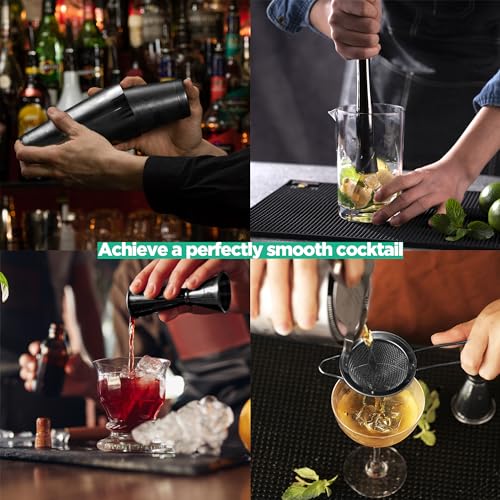 Homestia 12 Pcs Boston Cocktail Shaker Set, Mixology Bartender Kit, Black | Stainless Steel Bar Set Accessories, 18 oz/28oz Weighted Boston Shaker Tins, Martini Shaker Mixing Tools for Home Bartending - color: Black